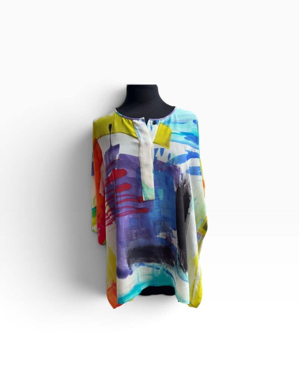 Lafayette 148 New York 100% Silk Abstract Print Tunic Top – Size XL